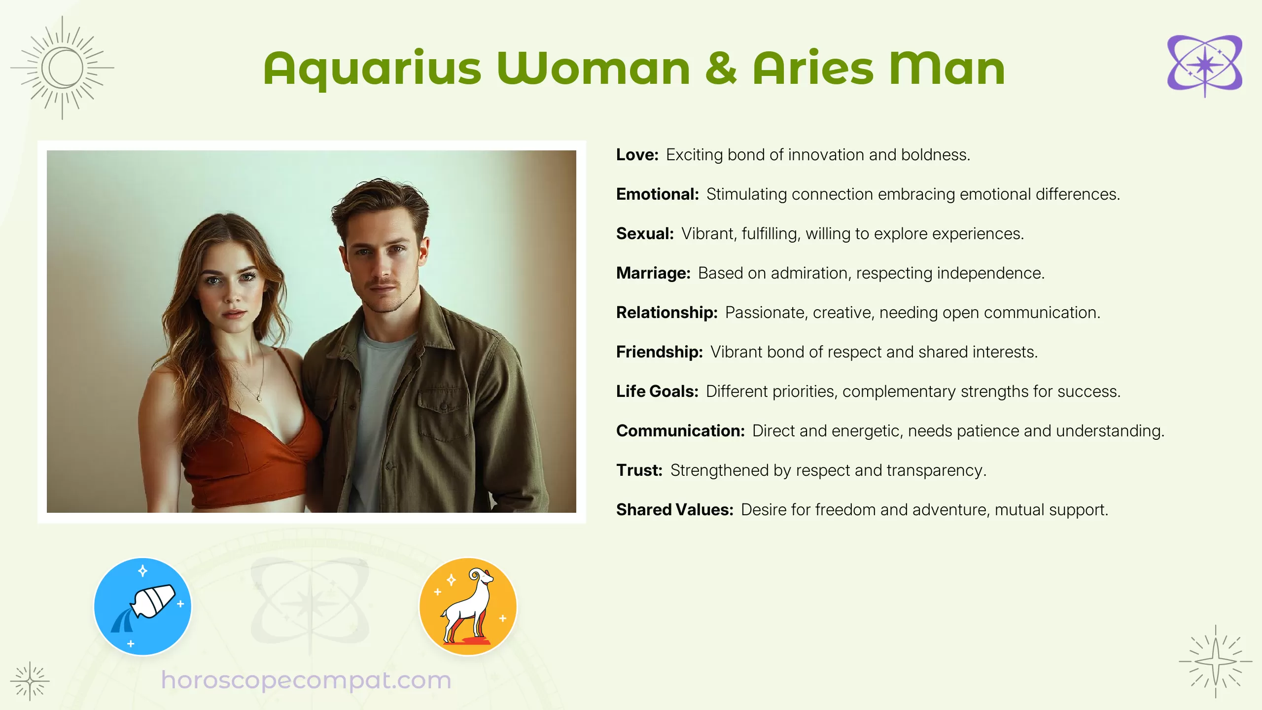 Aquarius Woman and Aries Man Compatibility