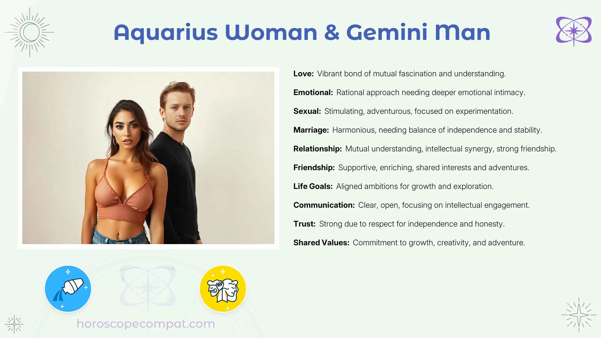 Aquarius Woman and Gemini Man Compatibility