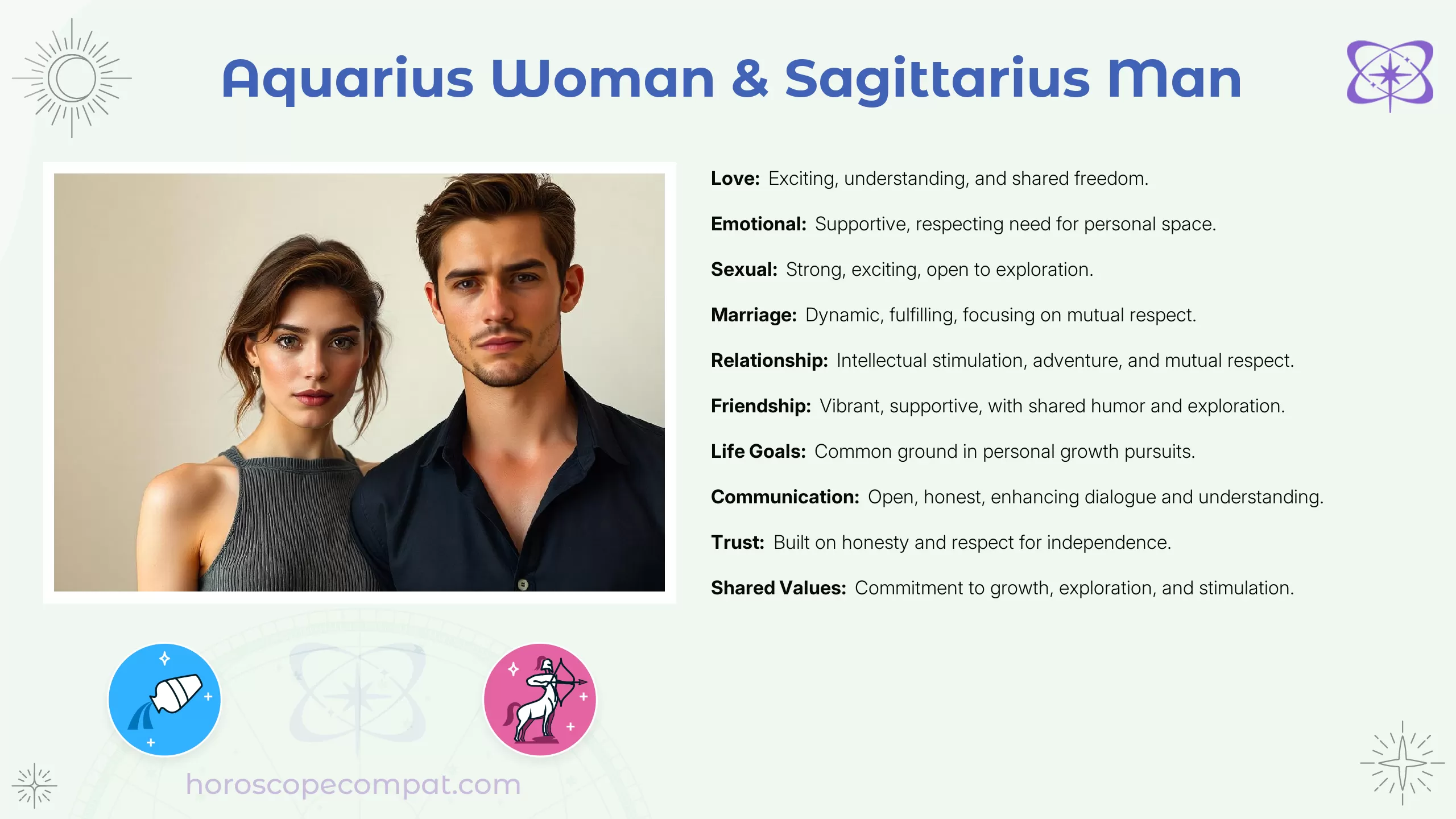 Aquarius Woman and Sagittarius Man Compatibility