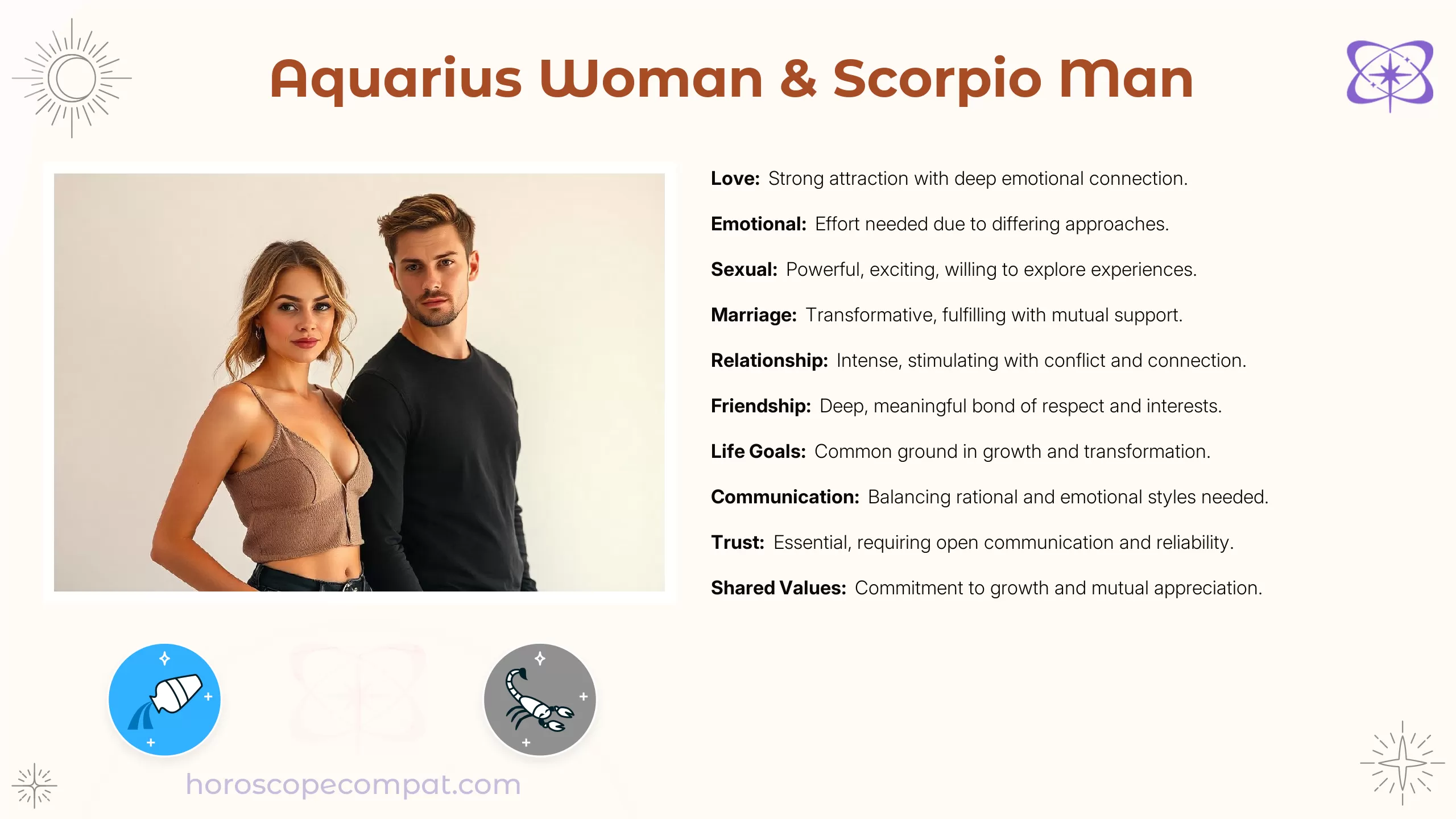 Aquarius Woman and Scorpio Man Compatibility