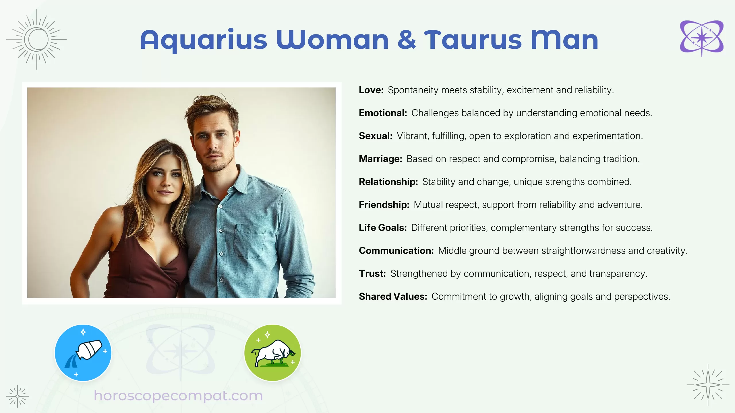 Aquarius Woman and Taurus Man Compatibility