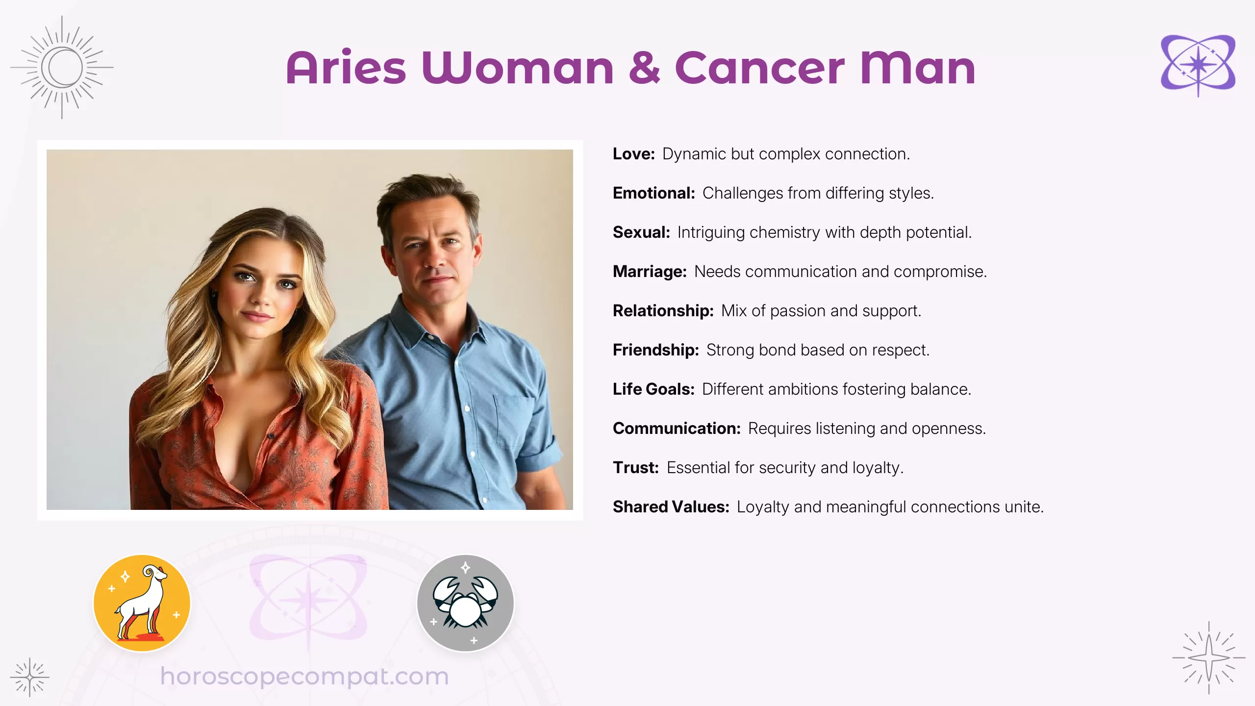 Aries Woman and Cancer Man Compatibility