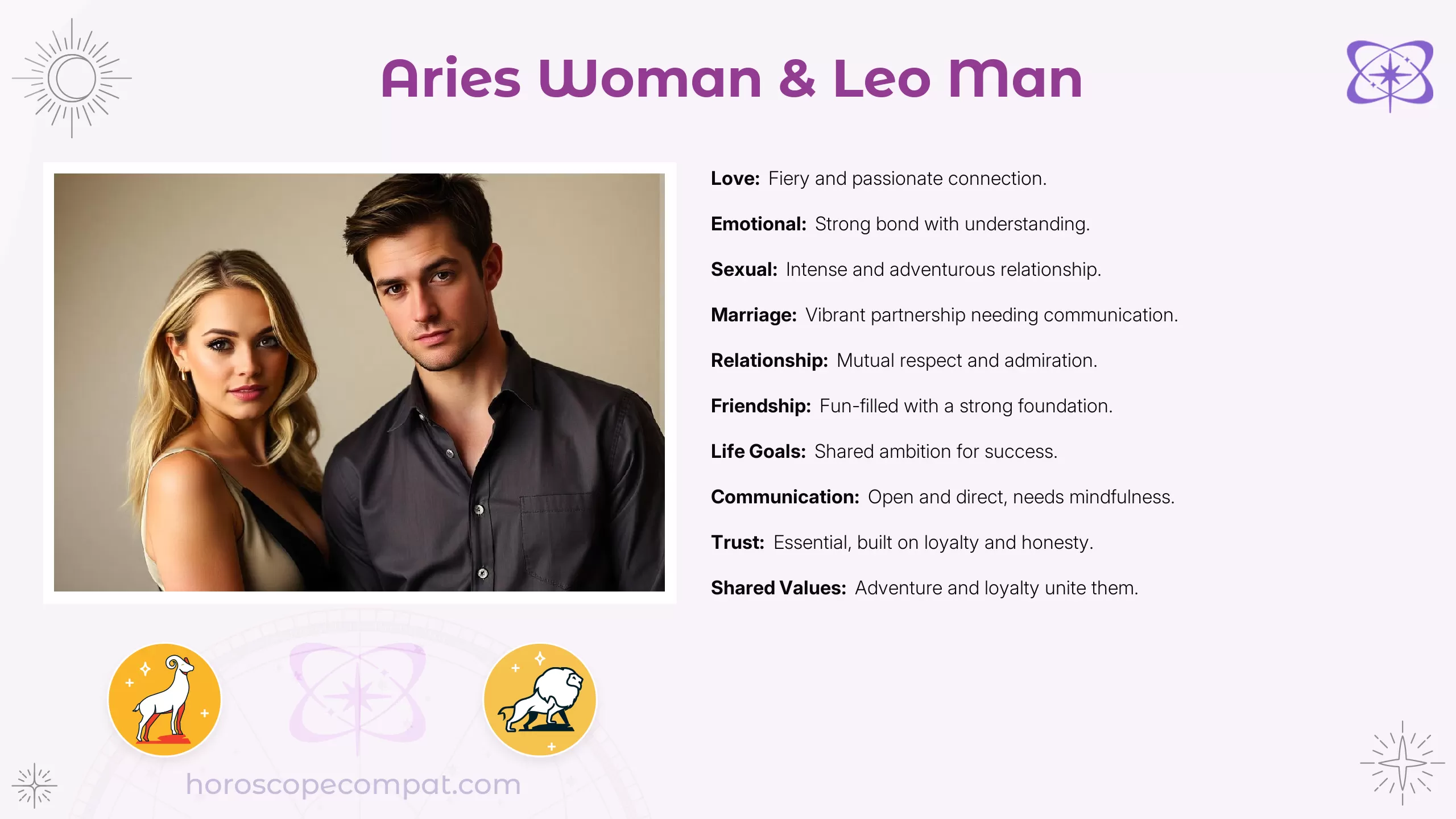 Aries Woman and Leo Man Compatibility