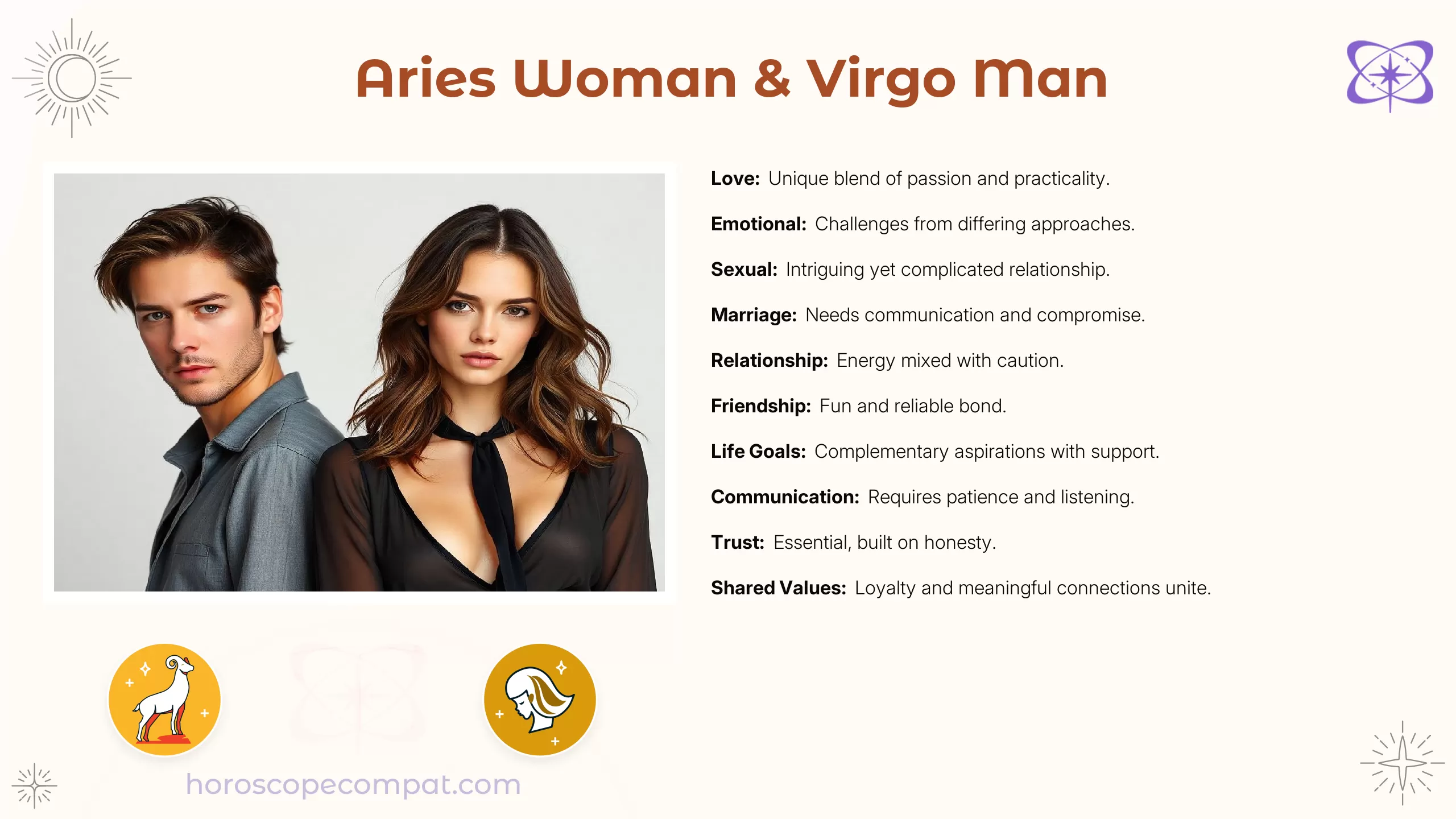 Aries Woman and Virgo Man Compatibility