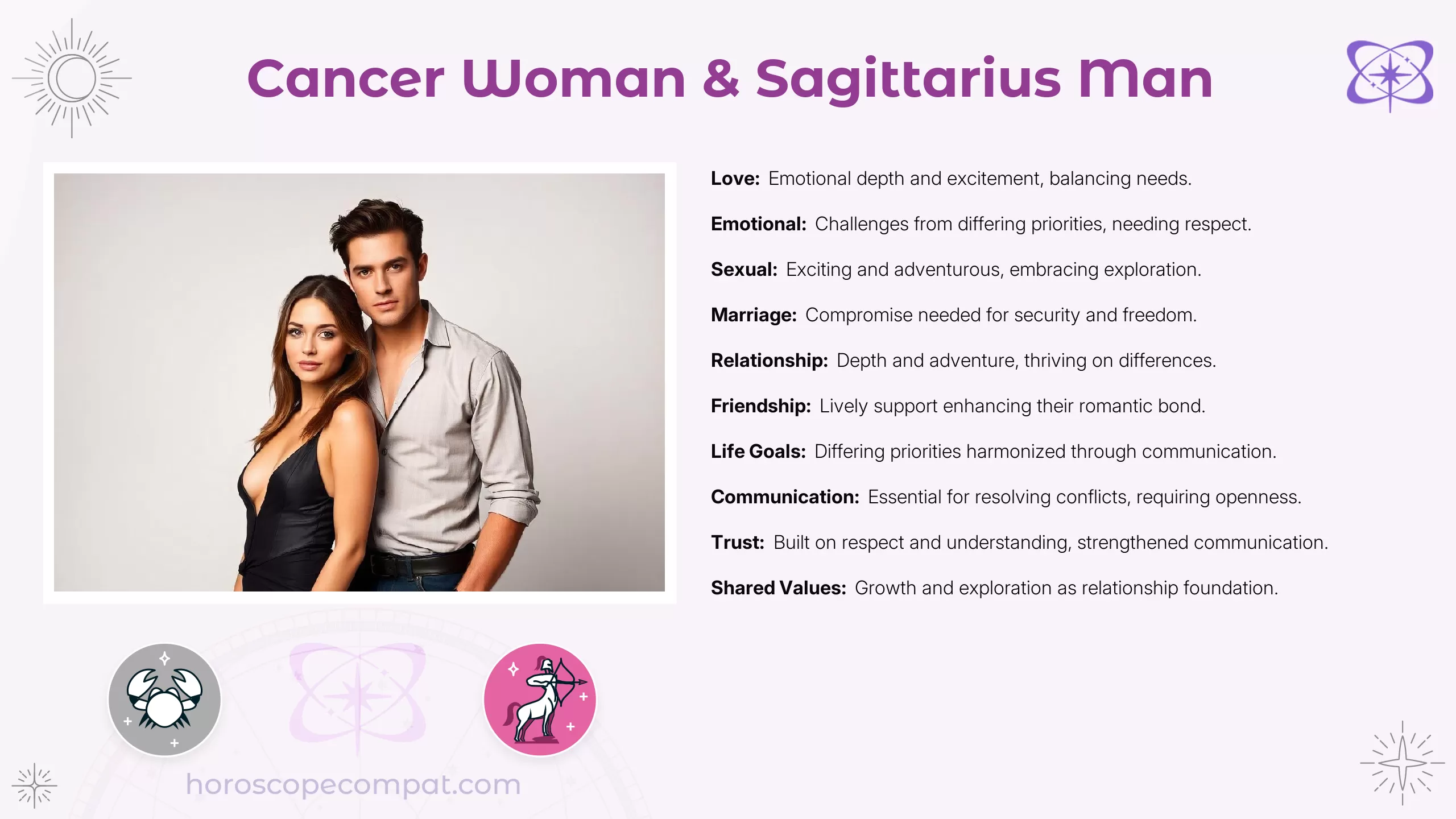 Cancer Woman and Sagittarius Man Compatibility