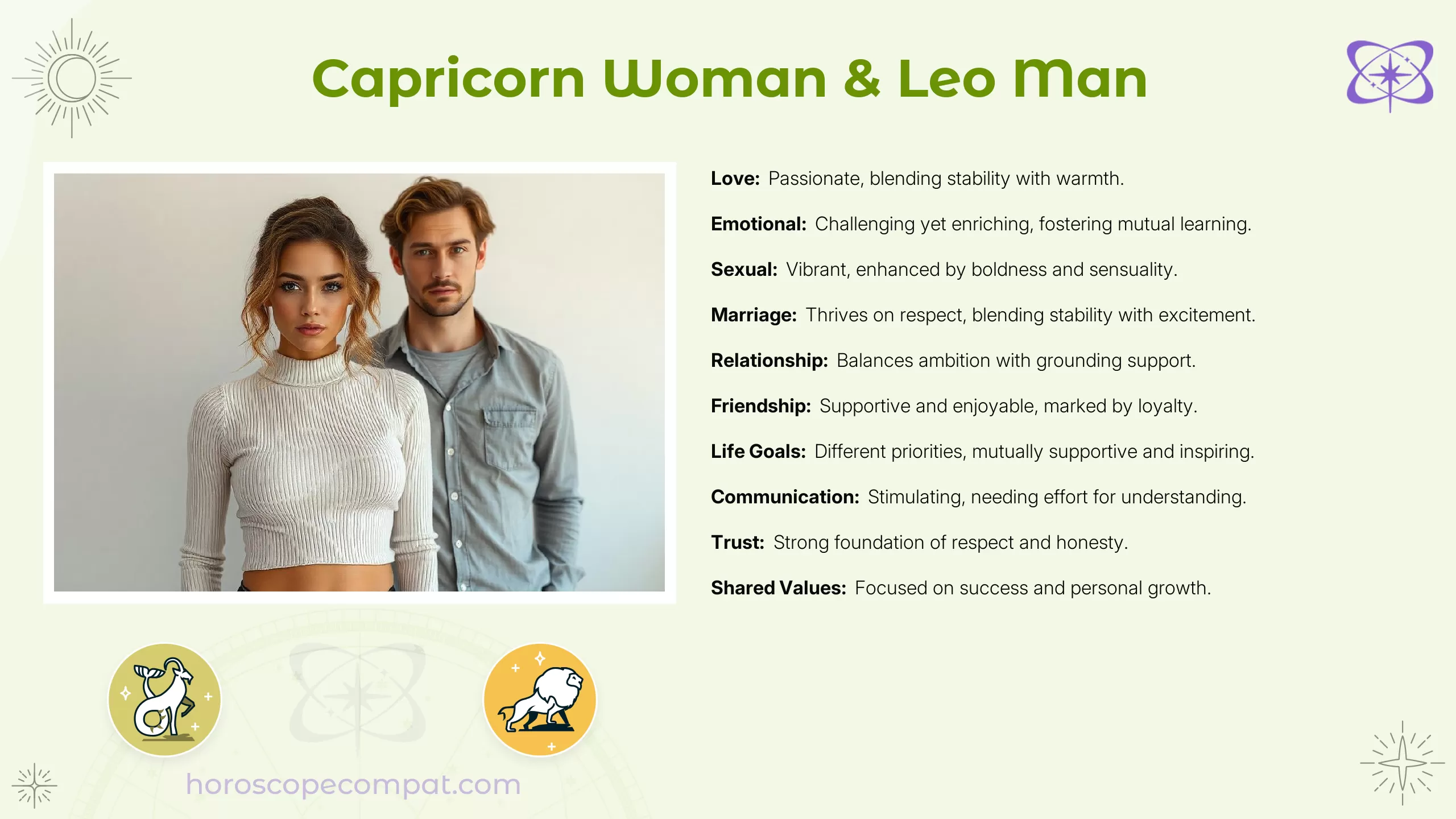 Capricorn Woman and Leo Man Compatibility