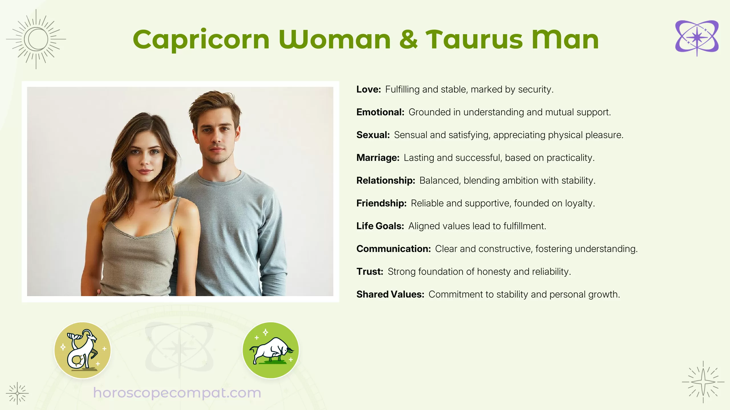 Capricorn Woman and Taurus Man Compatibility