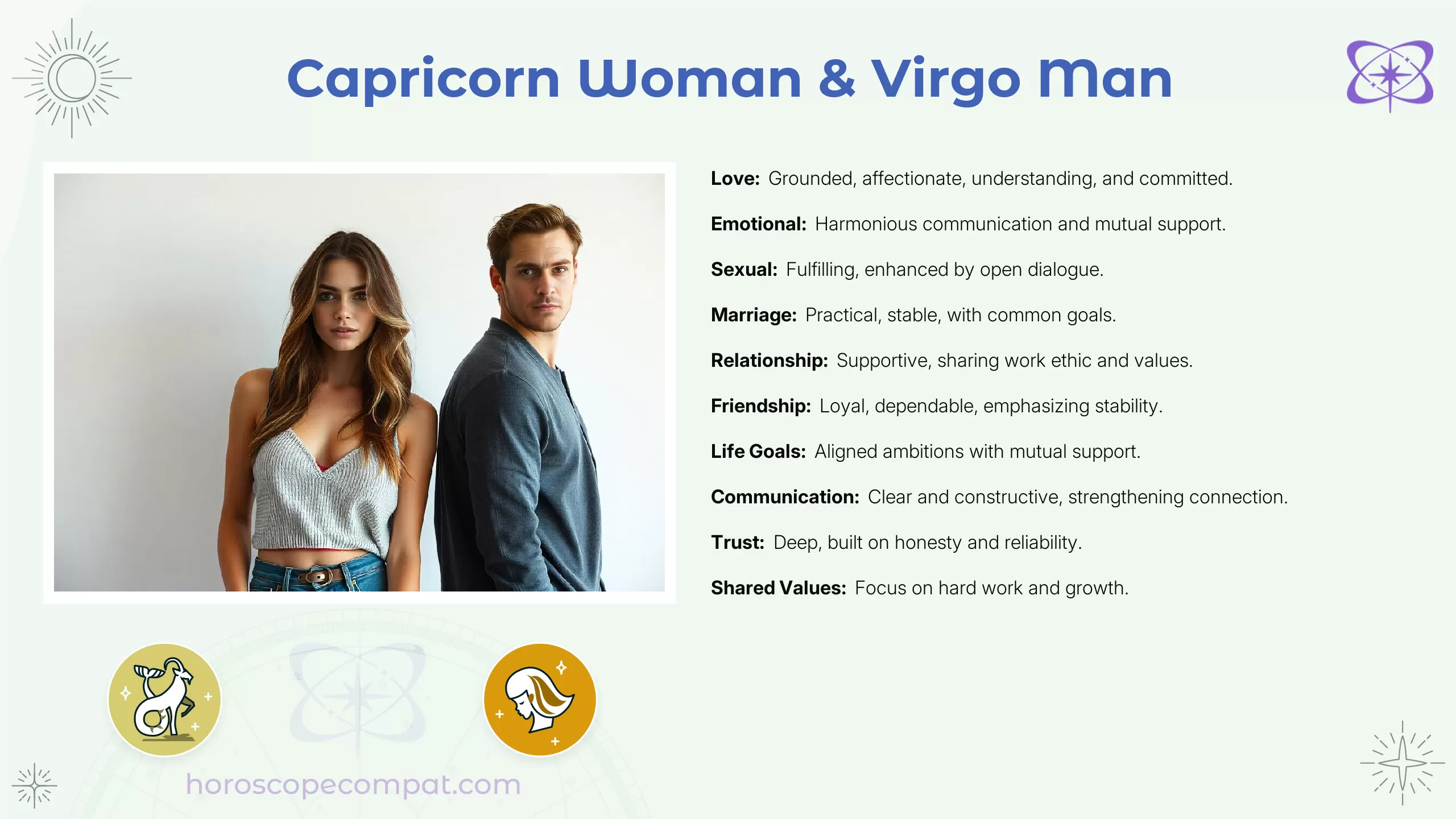 Capricorn Woman and Virgo Man Compatibility