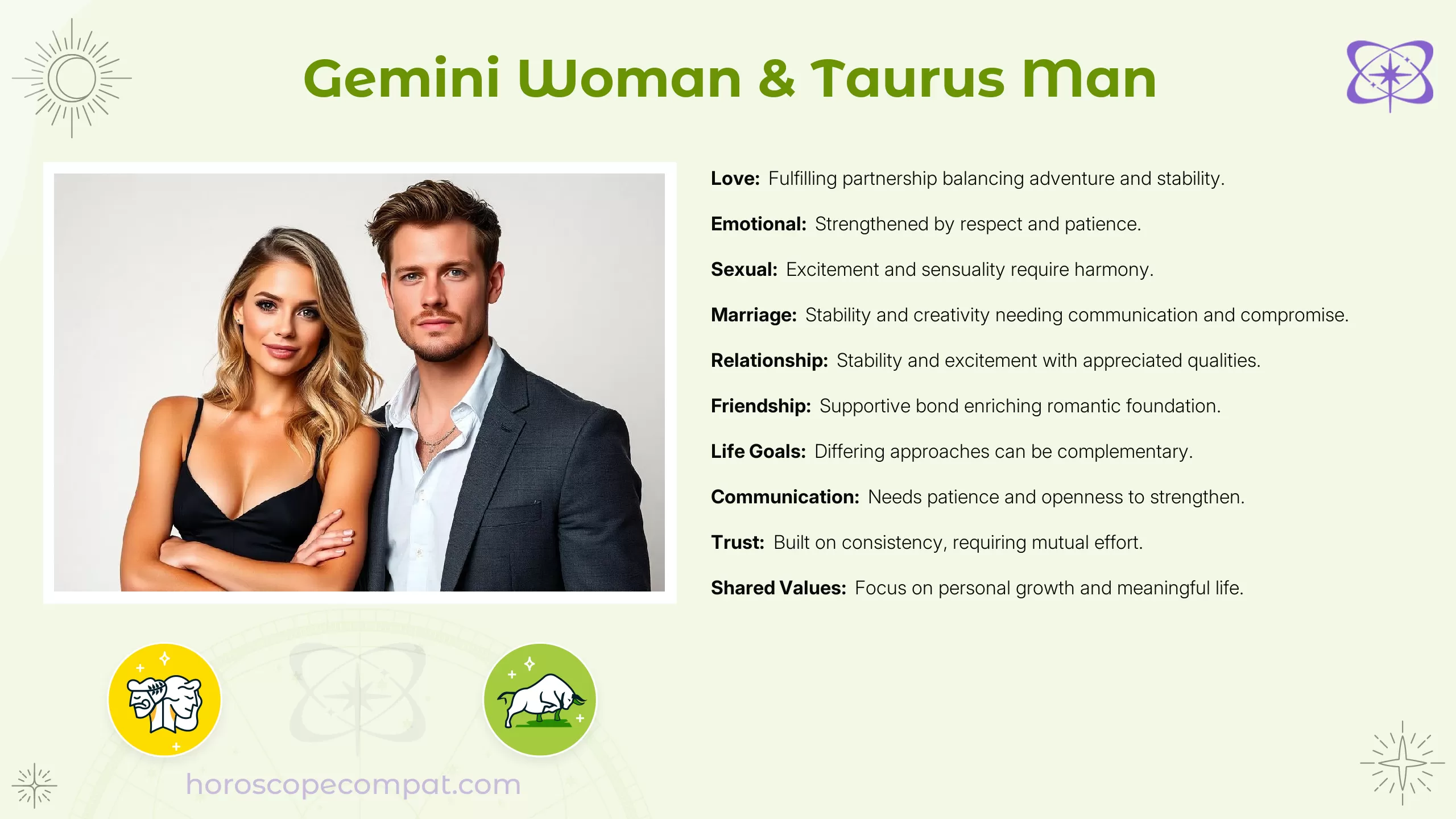 Gemini Woman and Taurus Man Compatibility