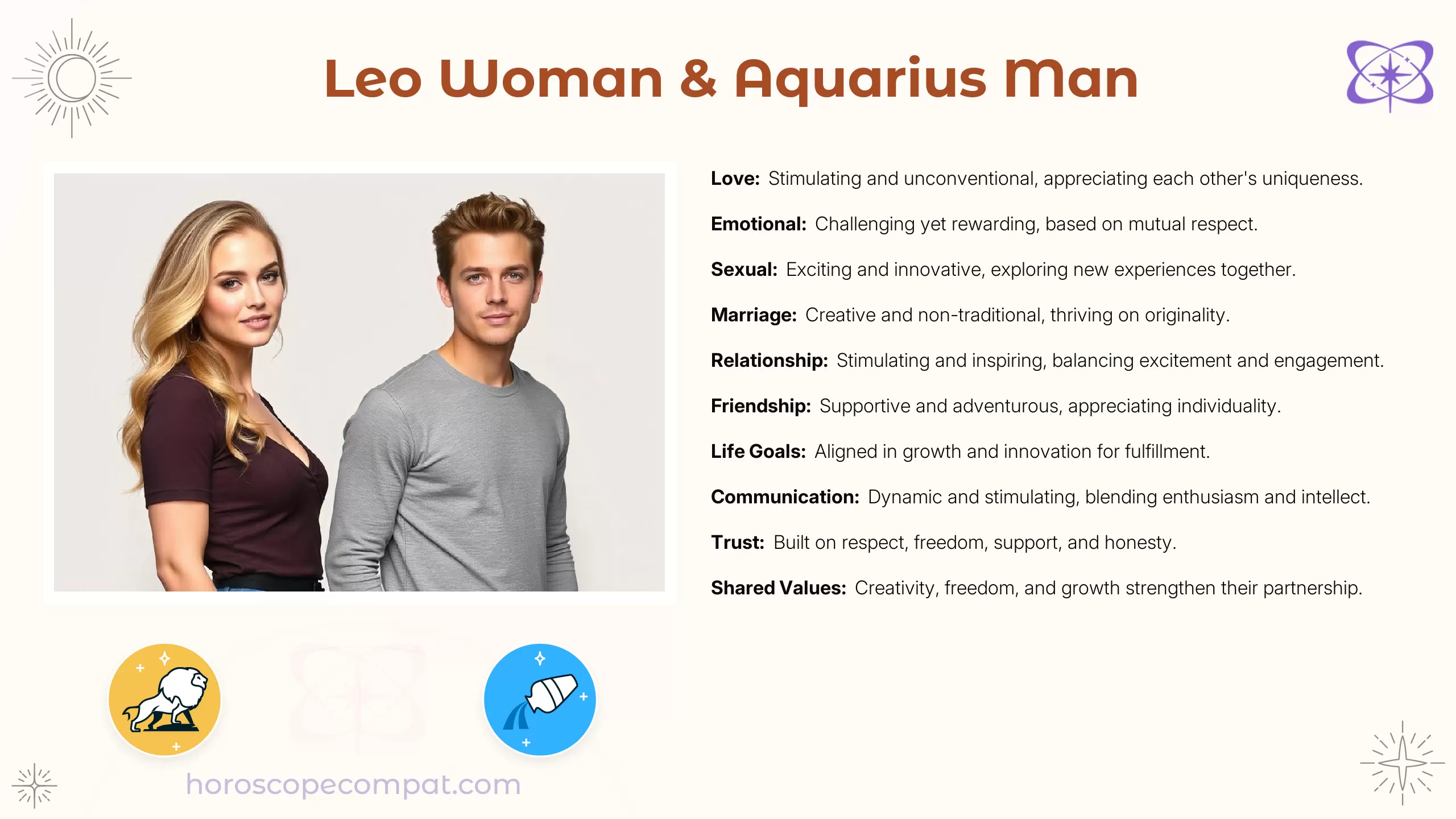 Leo Woman and Aquarius Man Compatibility