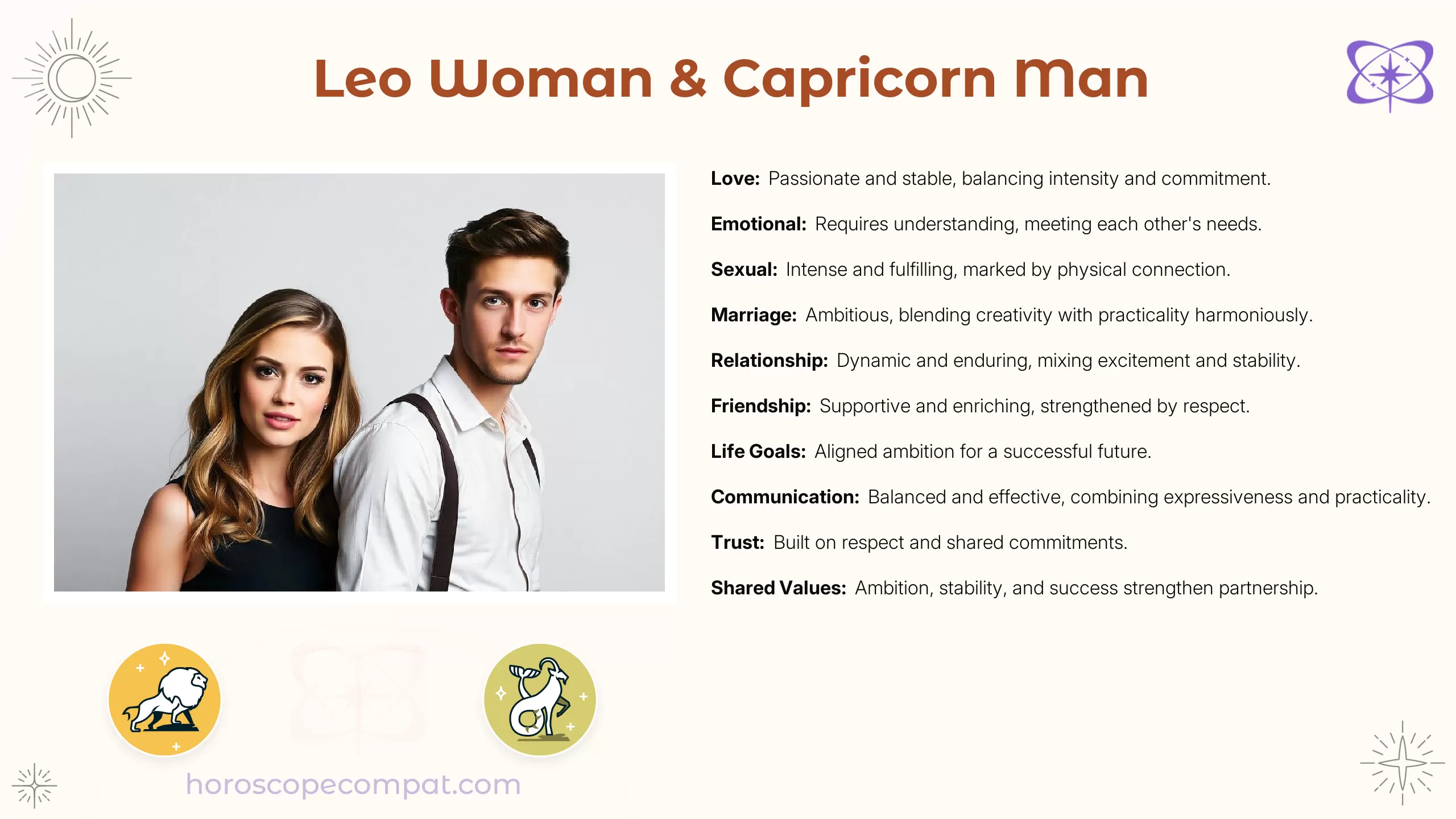 Leo Woman and Capricorn Man Compatibility