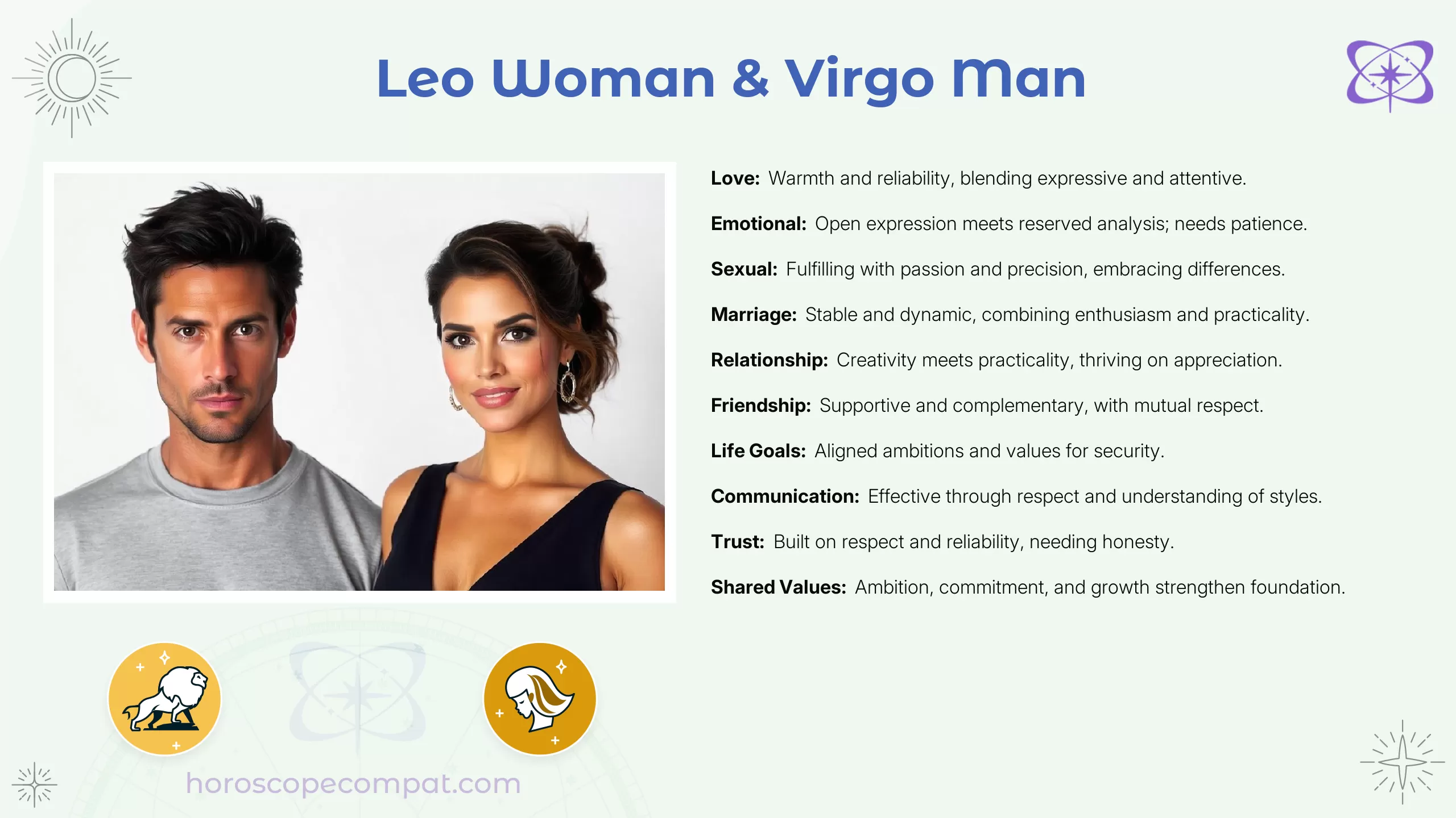 Leo Woman and Virgo Man Compatibility