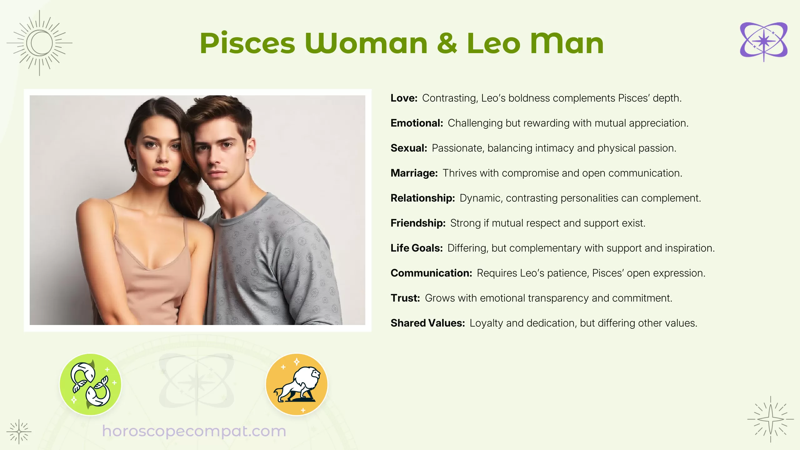 Pisces Woman & Leo Man Compatibility