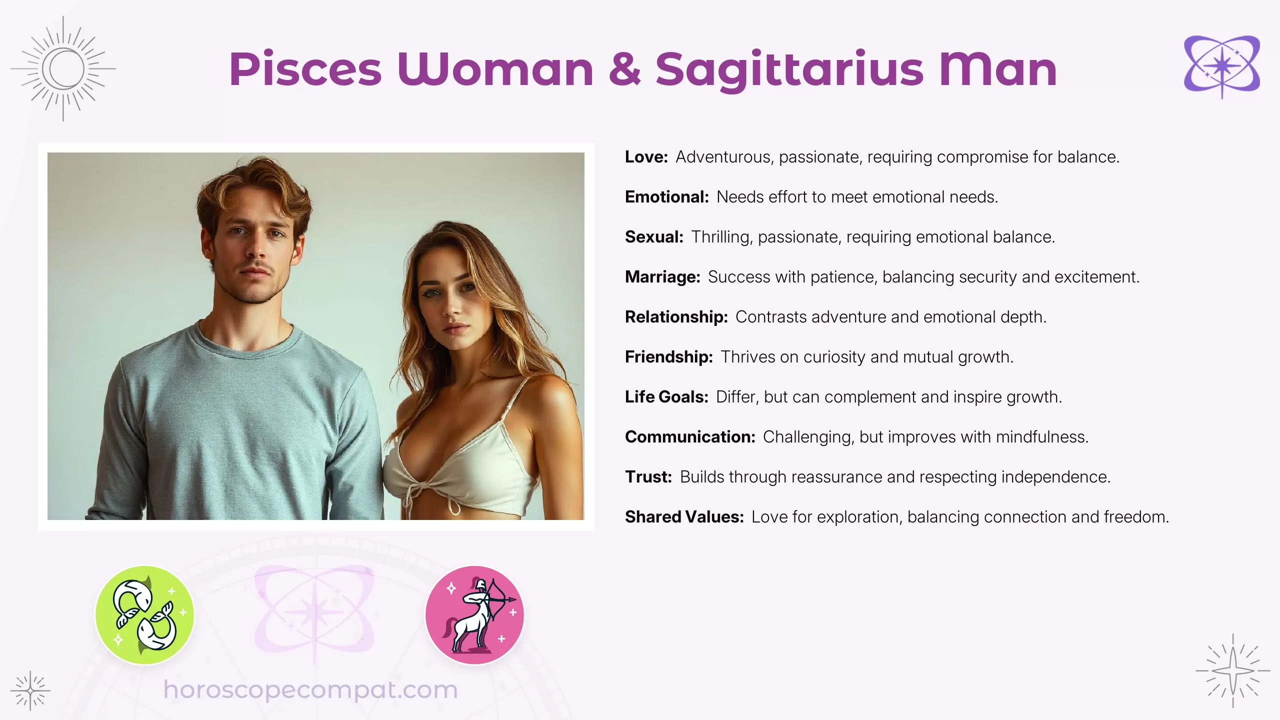 Pisces Woman & Sagittarius Man Compatibility