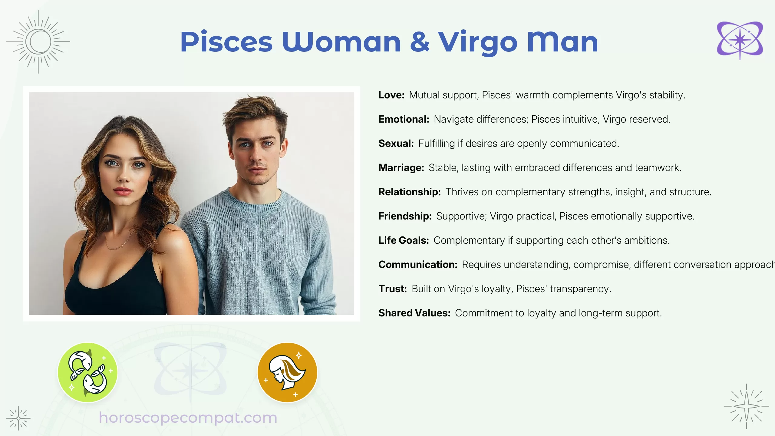 Pisces Woman & Virgo Man Compatibility