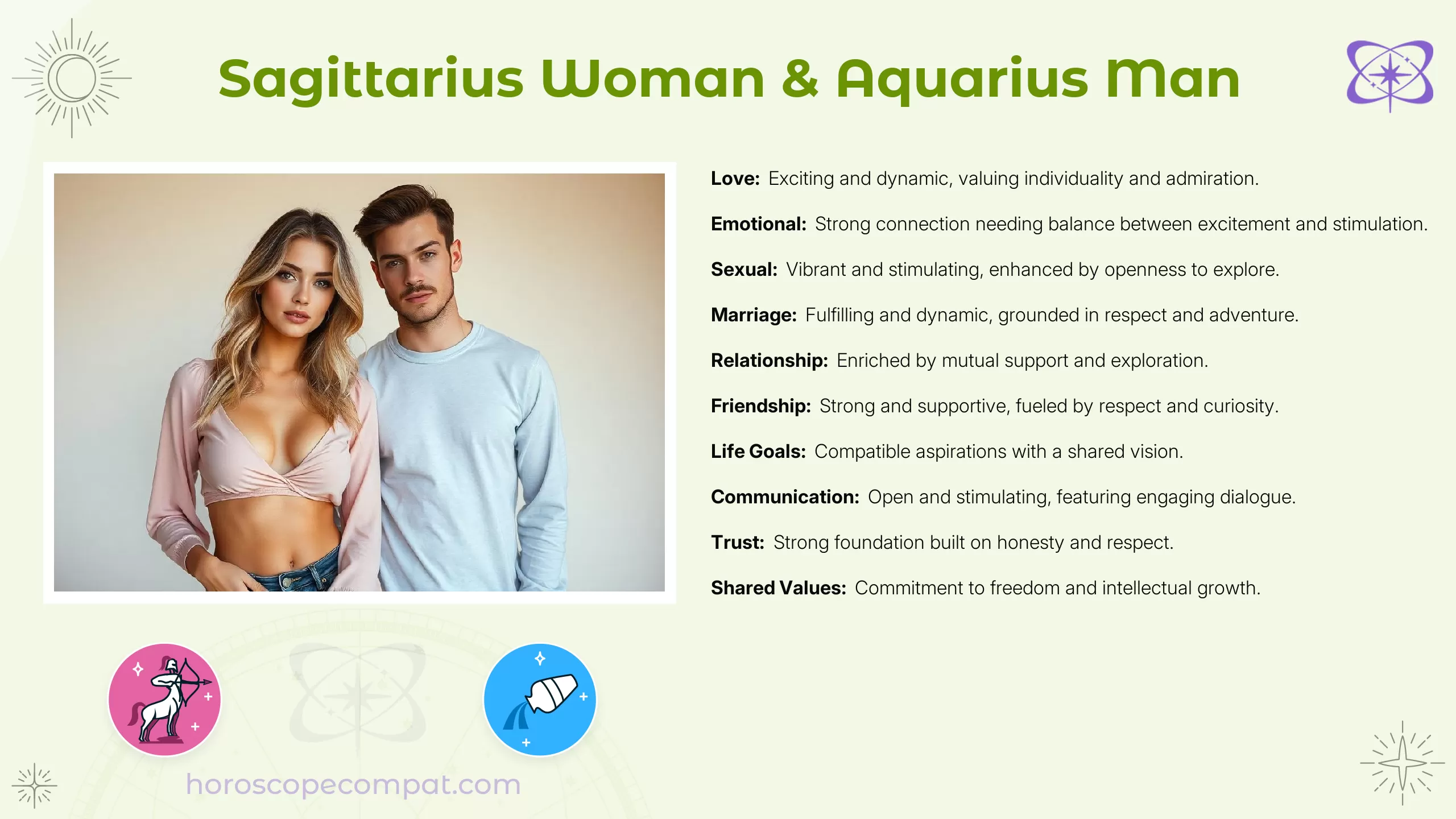 Sagittarius Woman and Aquarius Man Compatibility