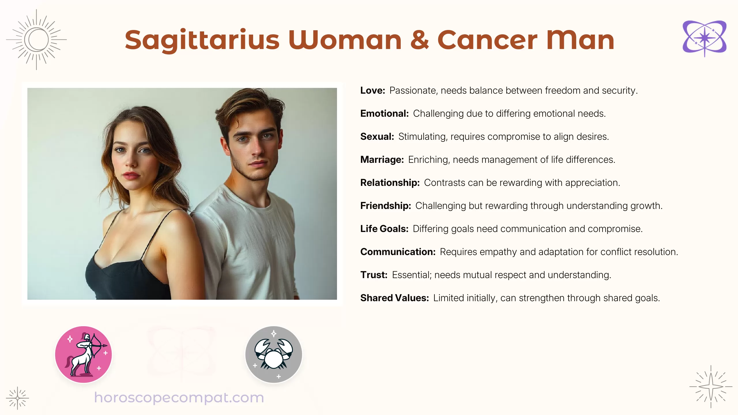 Sagittarius Woman and Cancer Man Compatibility