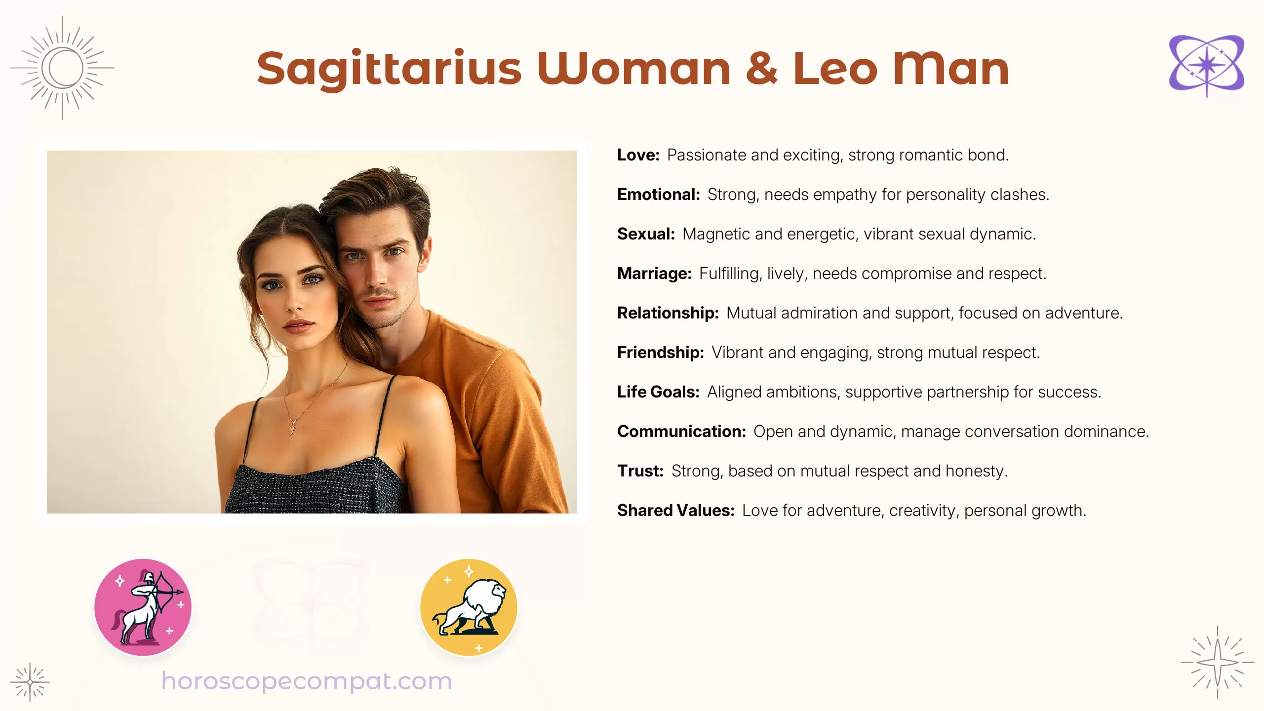 Sagittarius Woman and Leo Man Compatibility