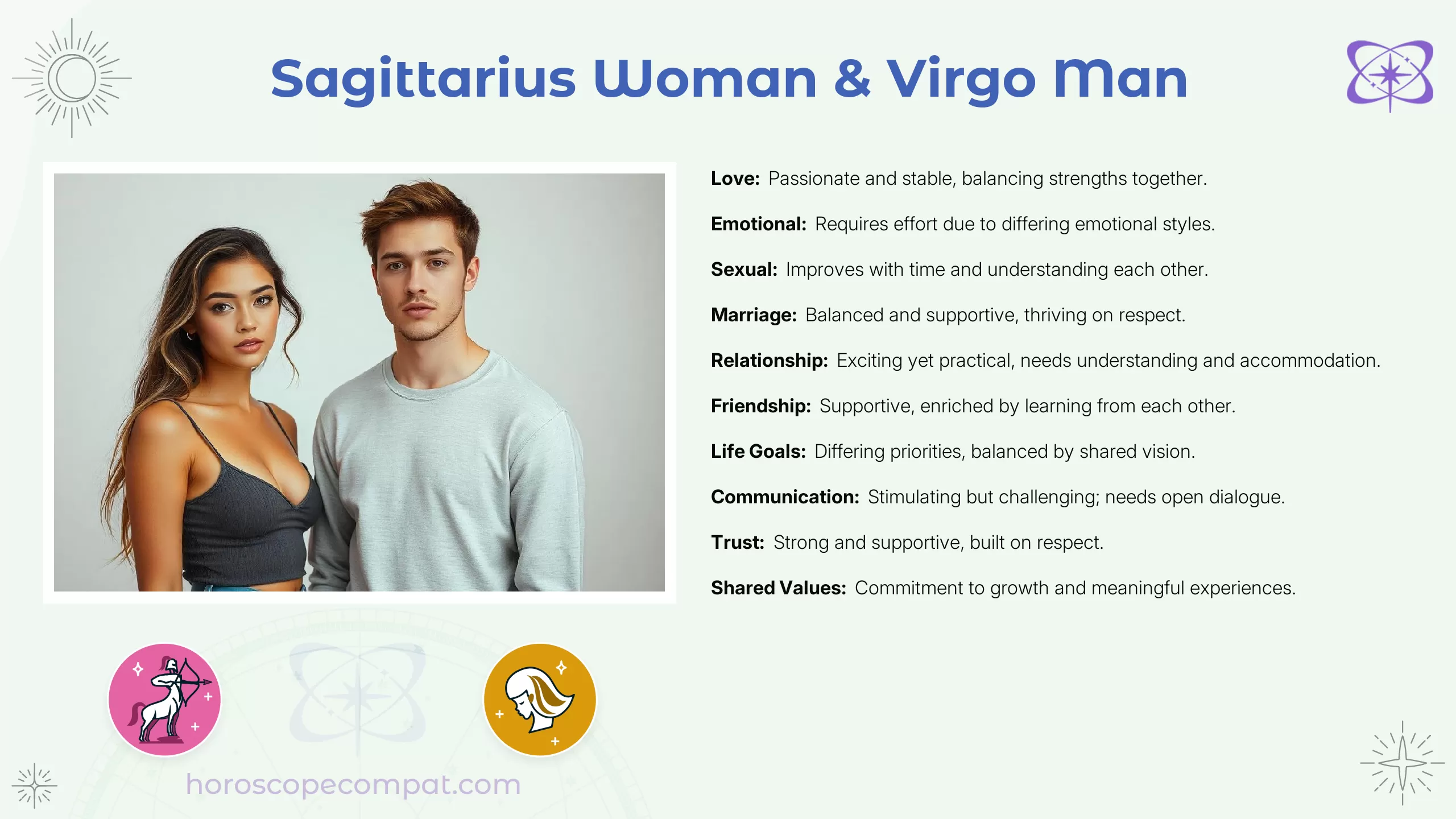 Sagittarius Woman and Virgo Man Compatibility