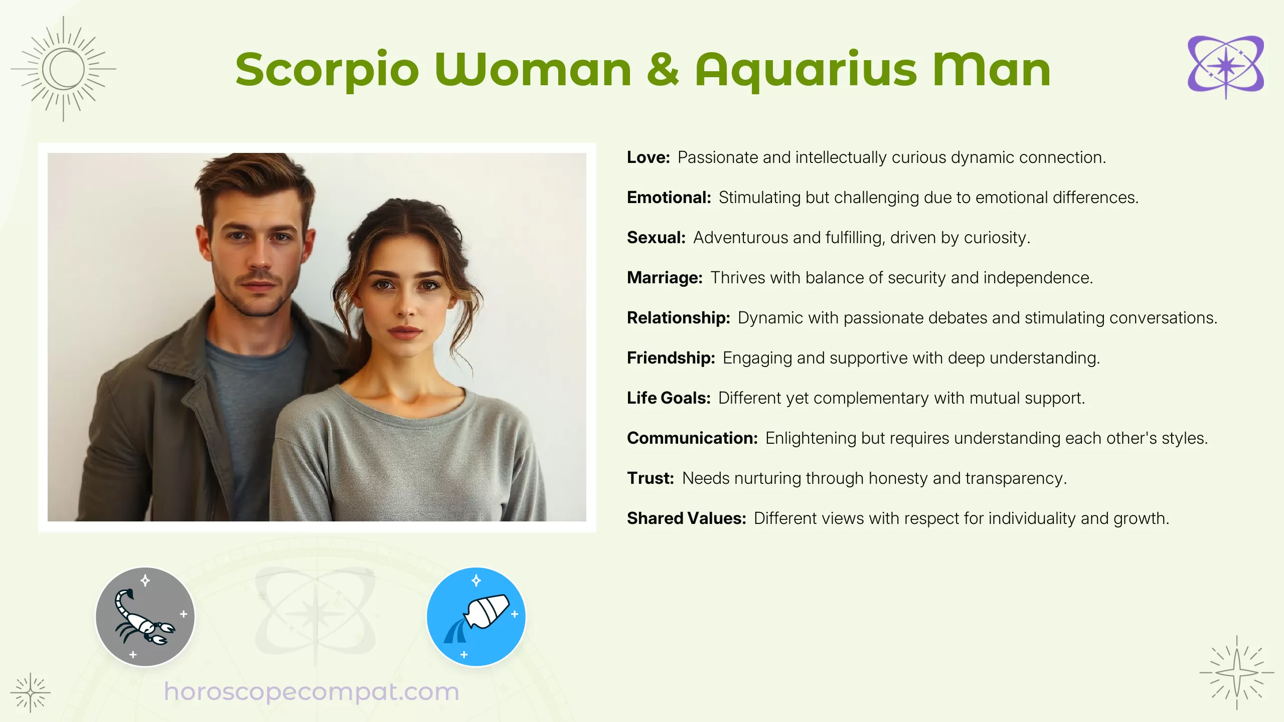 Scorpio Woman and Aquarius Man Compatibility