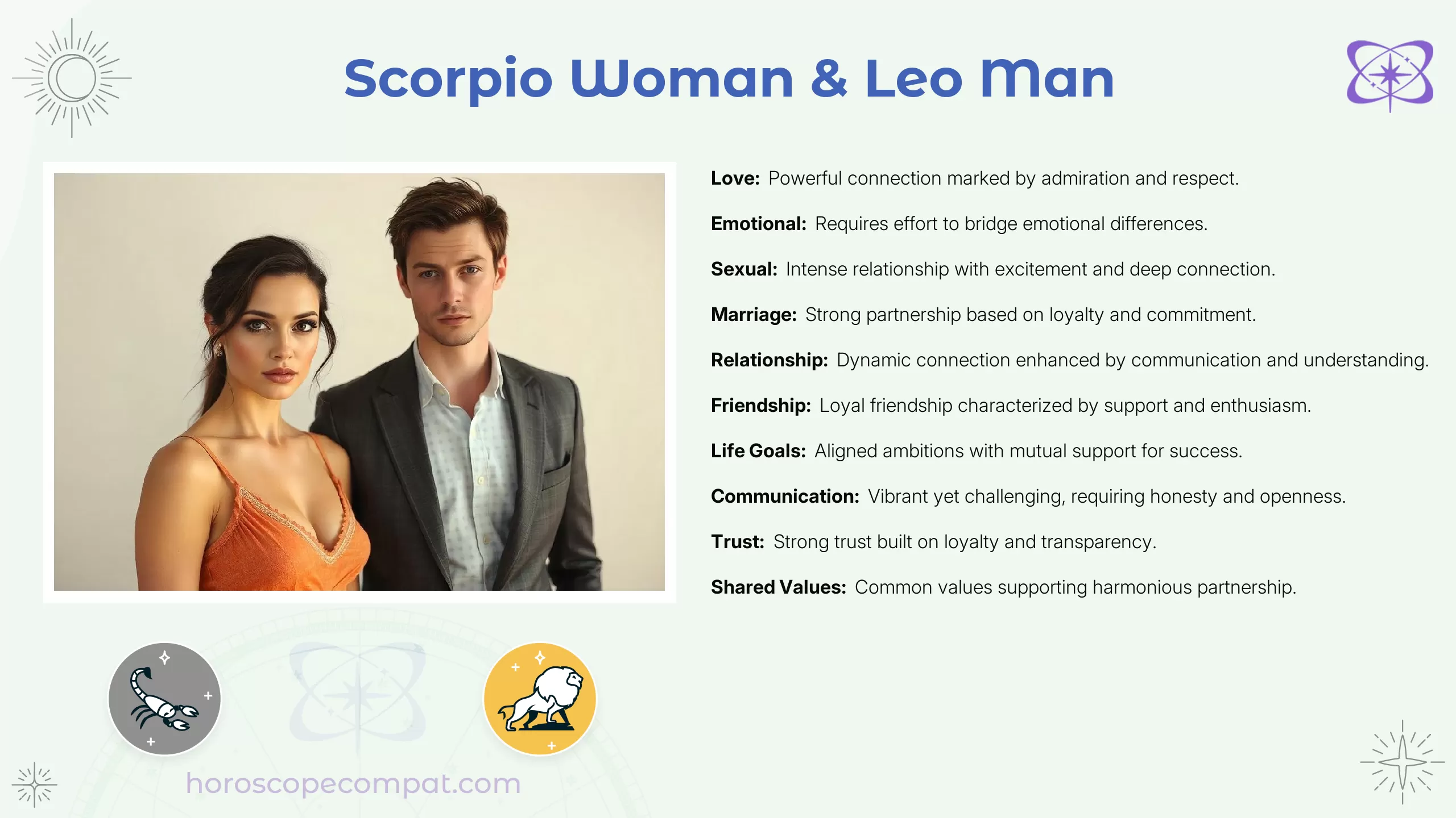 Scorpio Woman and Leo Man Compatibility