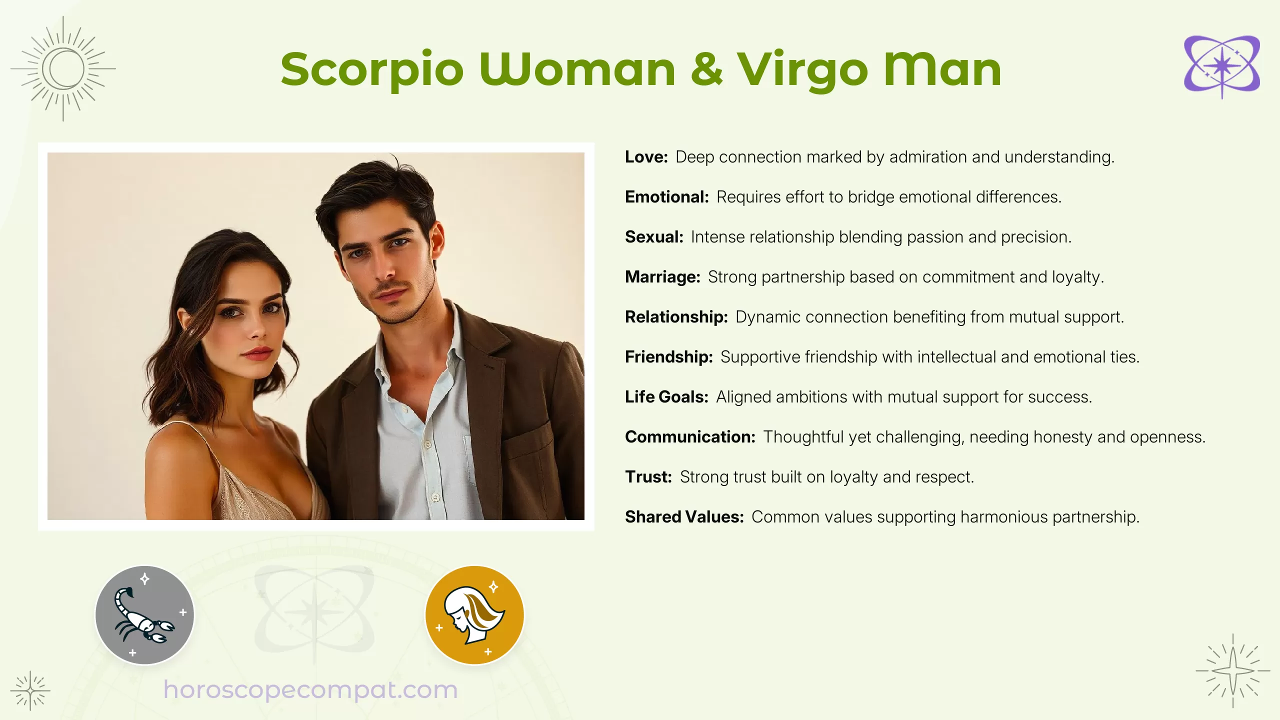 Scorpio Woman and Virgo Man Compatibility