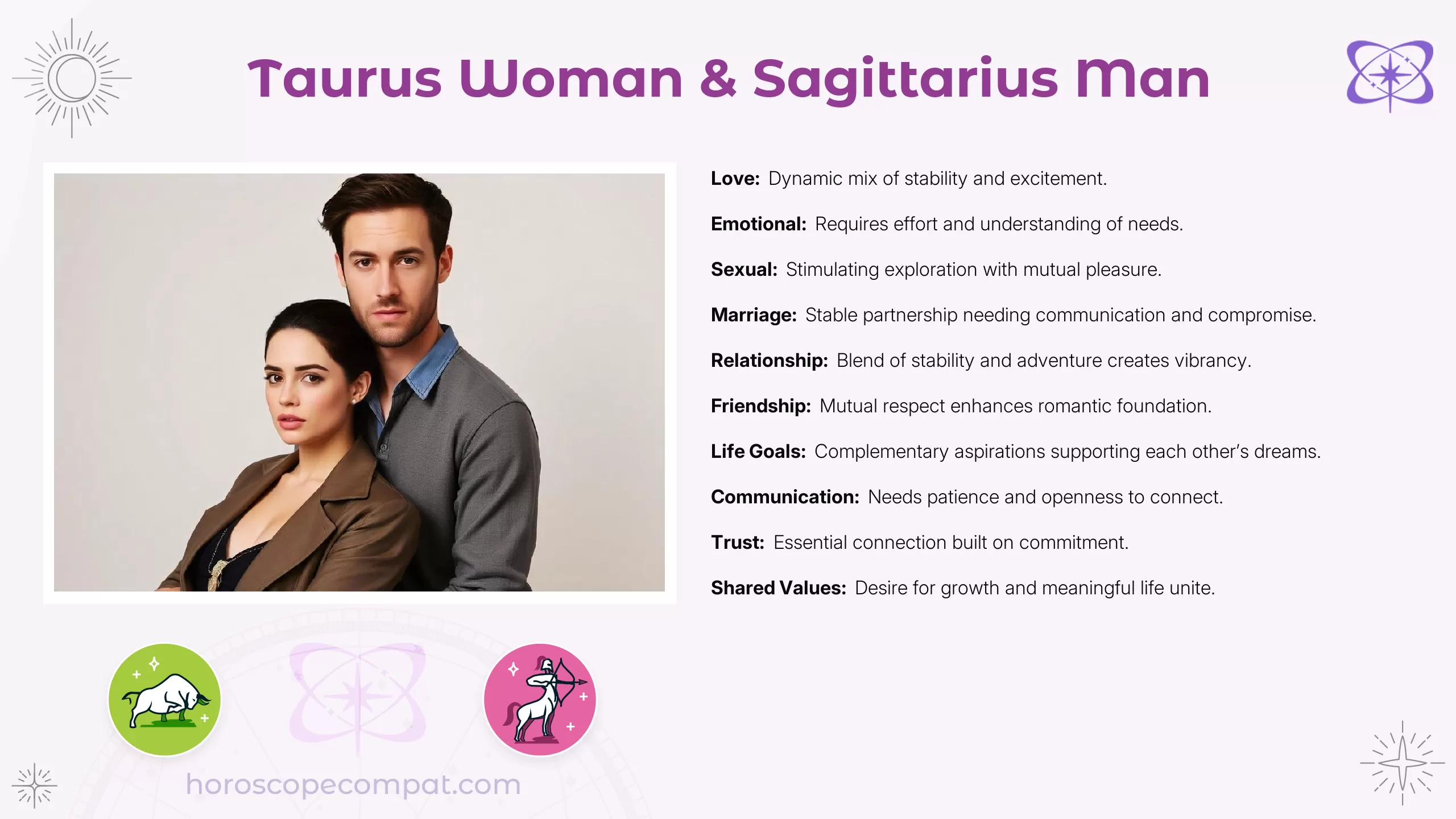 Taurus Woman and Sagittarius Man Compatibility