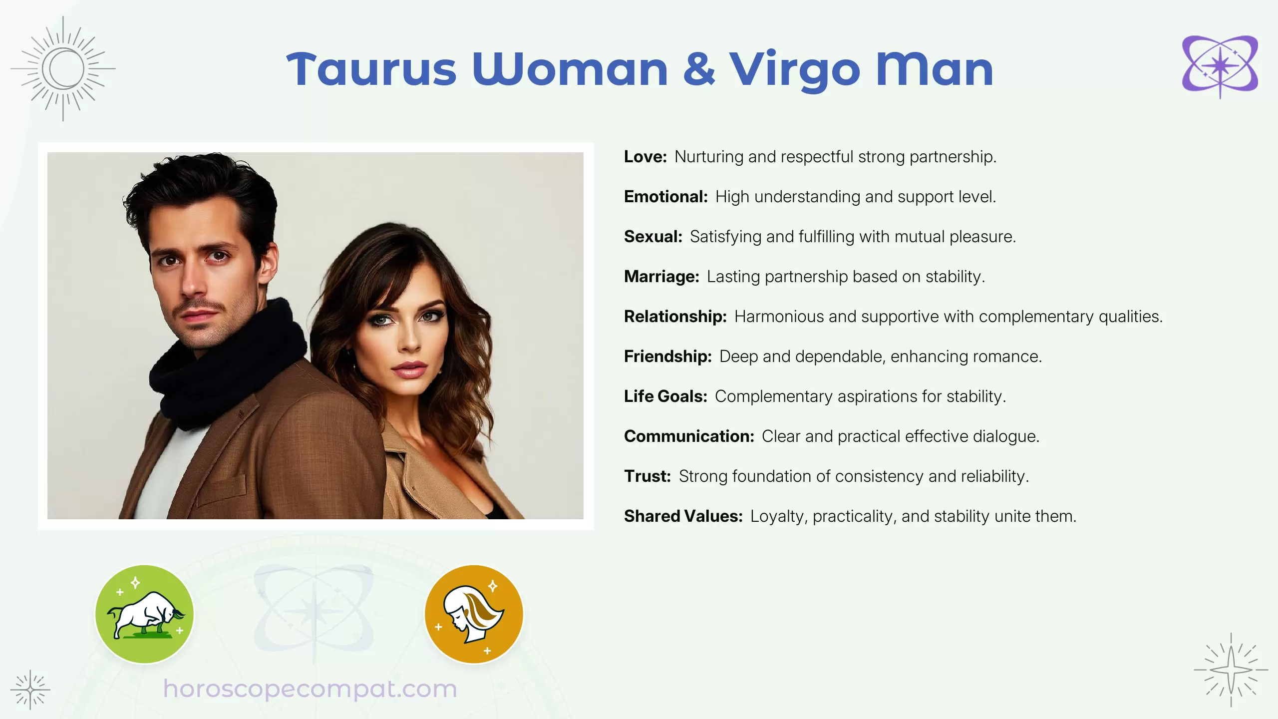 Taurus Woman and Virgo Man Compatibility