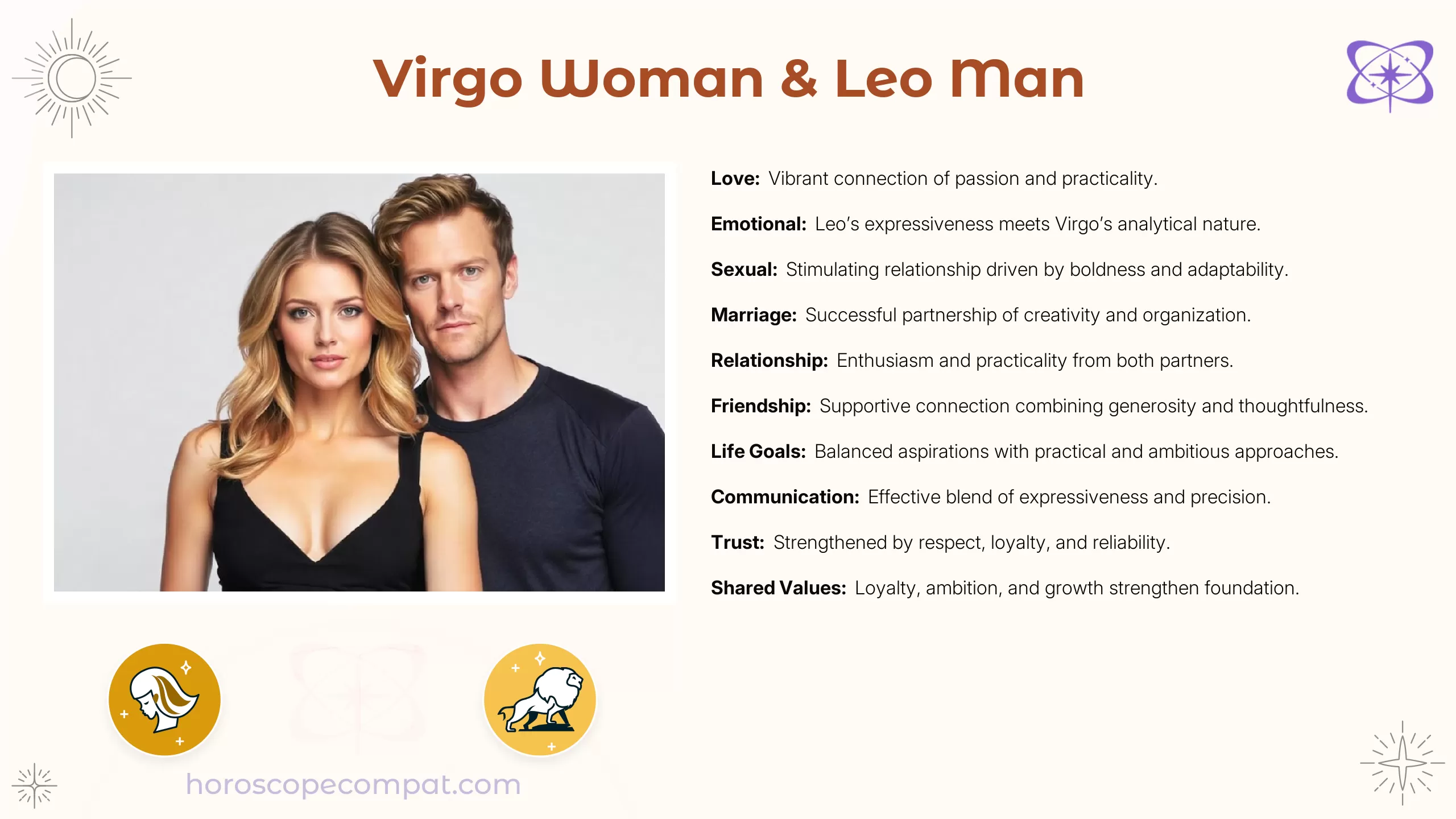 Virgo Woman and Leo Man Compatibility