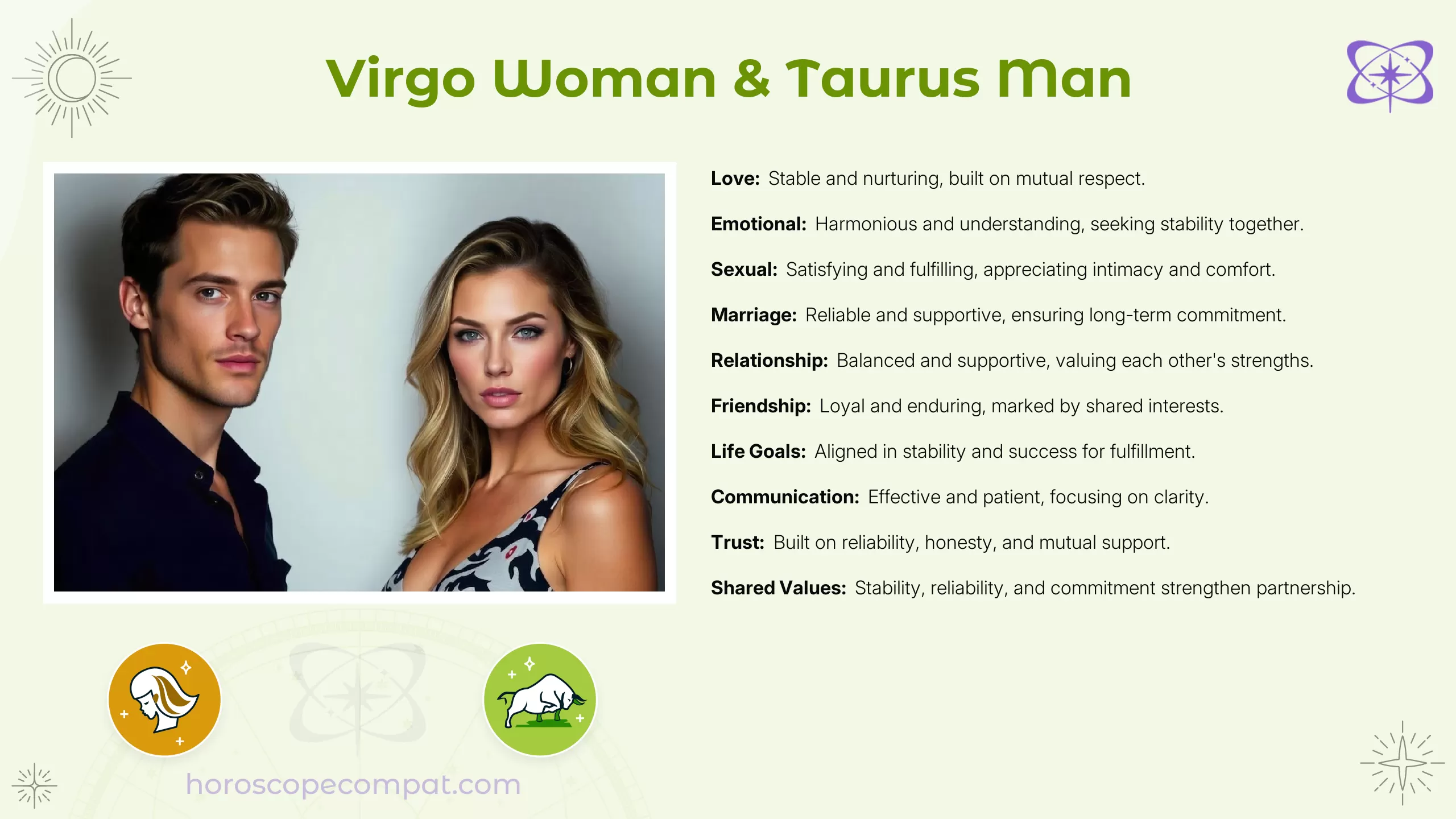 Virgo Woman and Taurus Man Compatibility